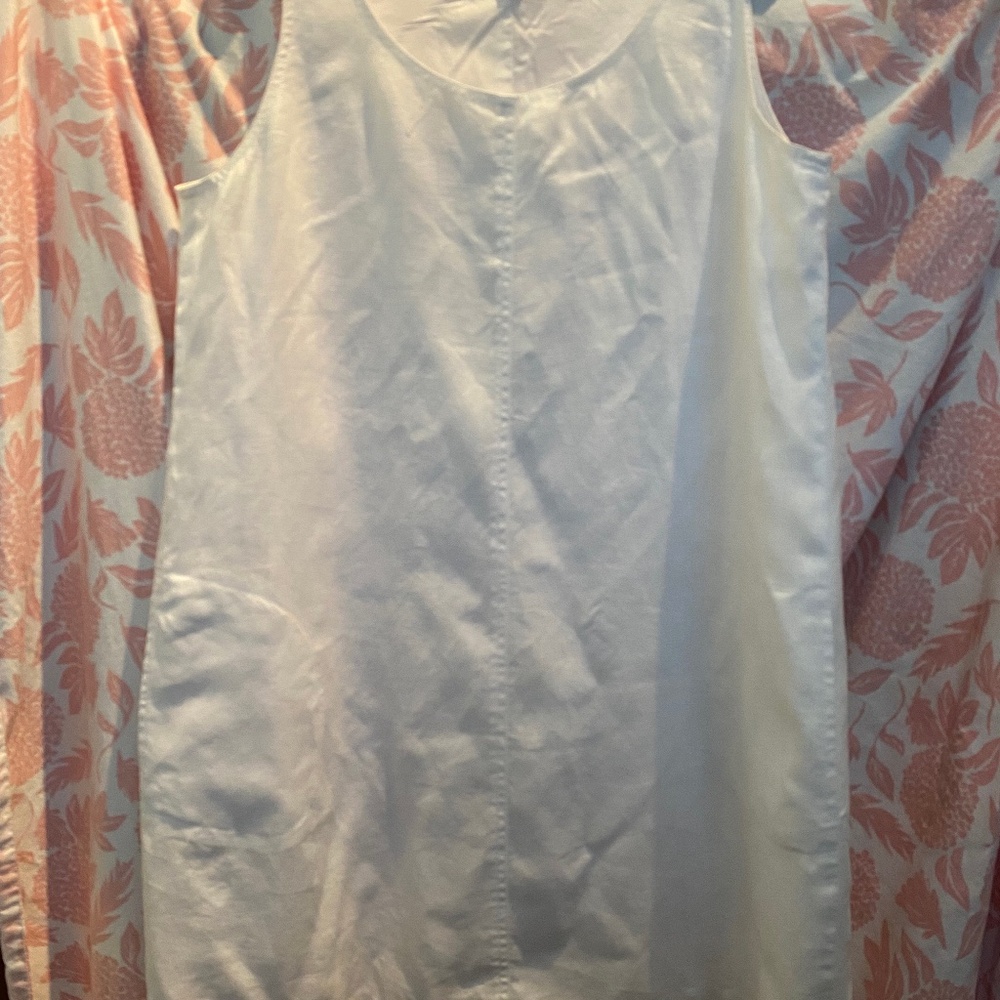 J. Jill white sleeveless linen short dress with pockets
